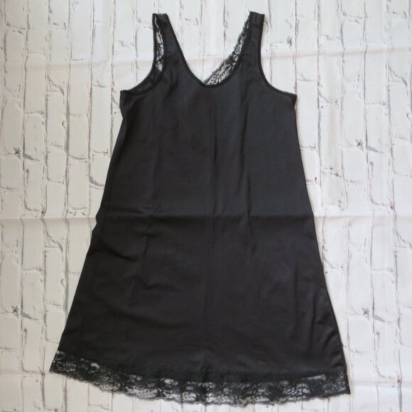 Vintage Black Full Slip With Lace Size 38 - Picture 6 of 9